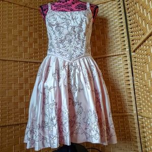 Betsey Johnson Beaded Party Dress Pink Retro Prom